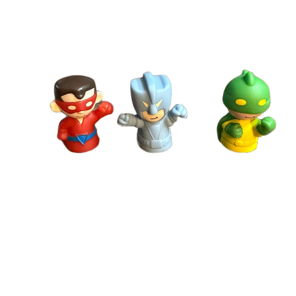 Ginsey Superhero Finger Puppets Set of 3 Red Blue Green Mini Figures 2 Inch